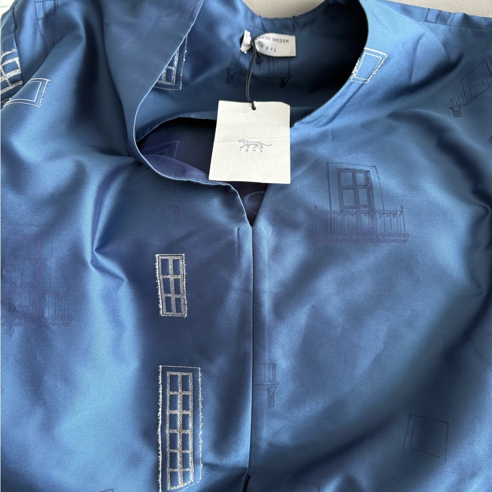 TIGER OF SWEDEN Blue Satin oversized dress with Window Print